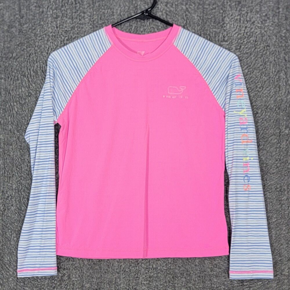 Vineyard Vines Performance Shirt Girls Large Pink Long Sleeve Crewneck Top